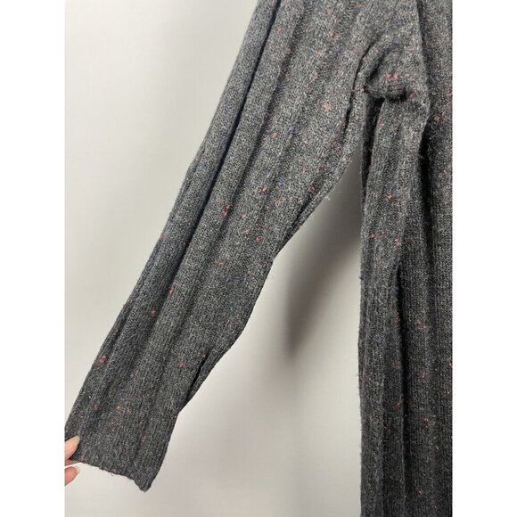 Madewell Women Grey Red Speckle Knit Mini Dress Large Ribbed Rolled Mock Neck - Picture 2 of 6